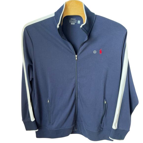 New Polo Ralph Lauren Interlock Track Jacket Men's Size 2XL Navy Blue Pony Zip - Picture 1 of 7